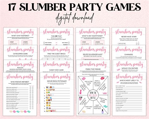 Slumber Party Games Sleepover Party Birthday Party Games - Etsy