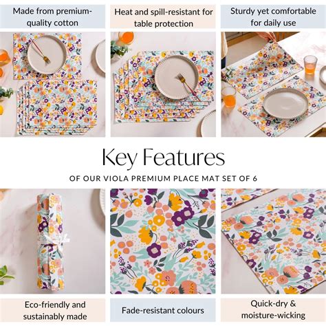 Viola Premium Place Mat Set Of 6 Online - Premium Table Mat | Nestasia