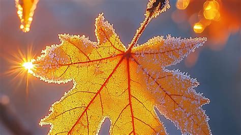 Download wallpaper 1920x1080 maple leaf, leaf, maple, frost, autumn ...
