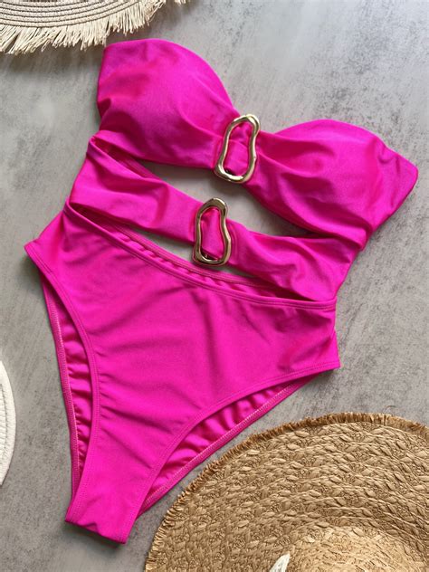 Xiao Hang 3 Colors Sexy Metal Rings Cut Out Women Swimwear One Piece ...