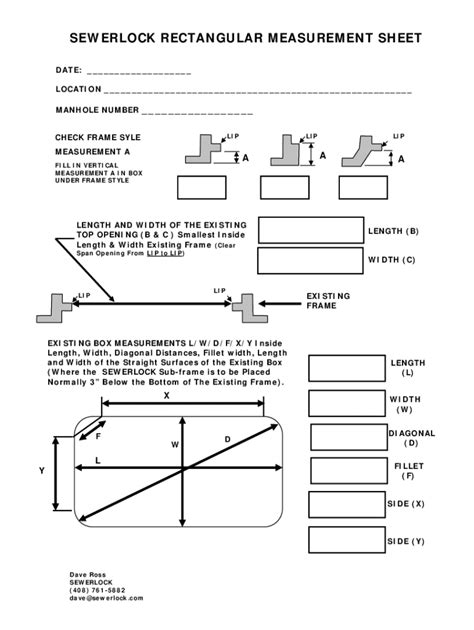 Fillable Online Sewerlock Rectangular Measurement Sheet Fax Email Print ...
