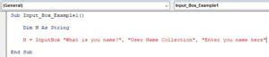 Image result for VBA Input Box Example