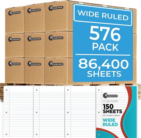 Amazon.com : Rosmonde 576 Pack (Pallet) Loose Leaf Paper Bulk, 86400 ...
