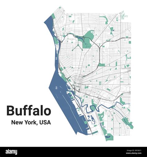 Buffalo map, New York, American city. Municipal administrative area map ...