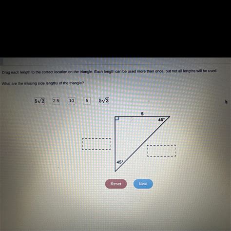 Drag each length to the correct location on the triangle. Each length can be used more than once ...