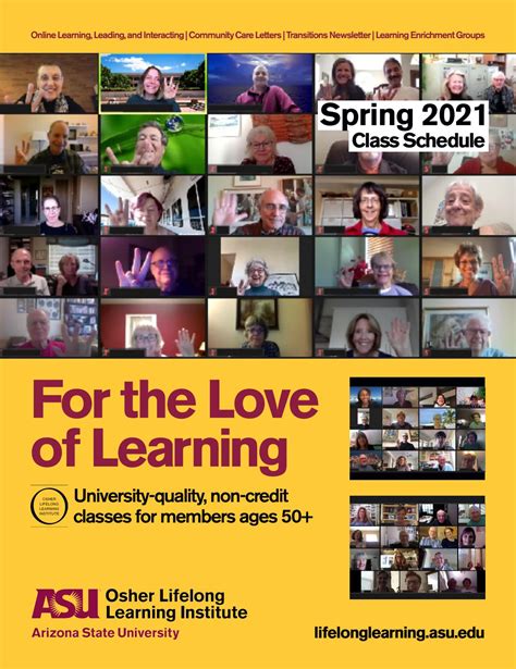 Spring 2021 Class Schedule | Osher Lifelong Learning Institute at ASU ...