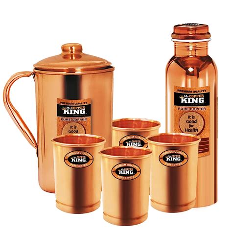 Mr.Copper King Combo Set of 1 Pc 950ML Aqua 1000 100% Pure Copper Water ...