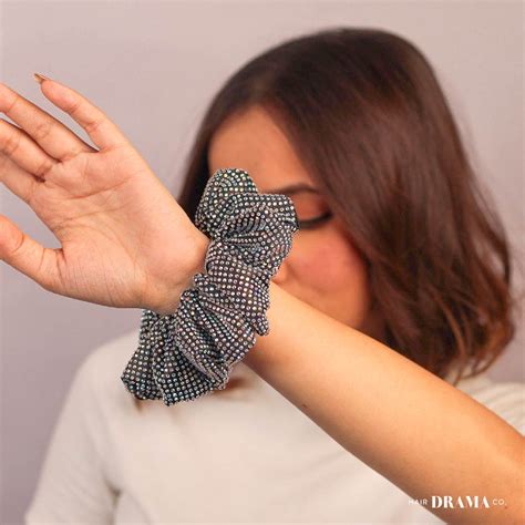 Black Scrunchie - Holographic Crystals (Hot Fix) – Hair Drama Company