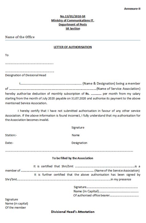 LETTER OF AUTHORISATION