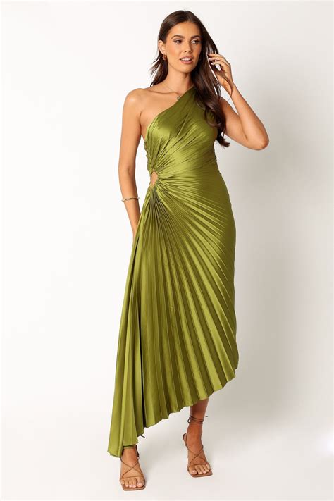 Kleo One Shoulder Maxi Dress - Olive Green | Maxi dress, Dress, Green ...