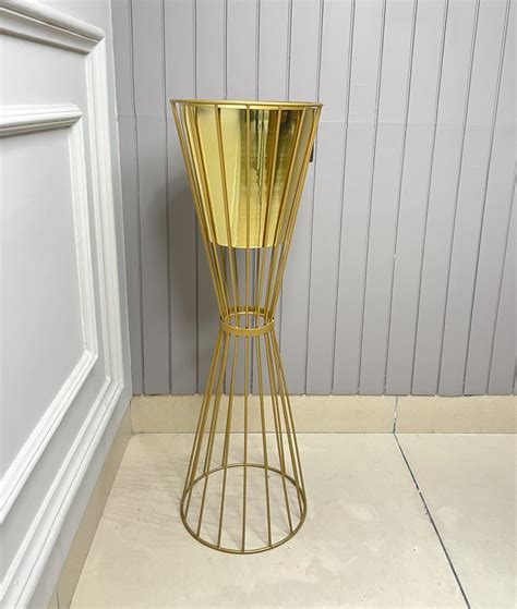 PVD Gold Metal Planter With Gold Stand – thedecorvilla
