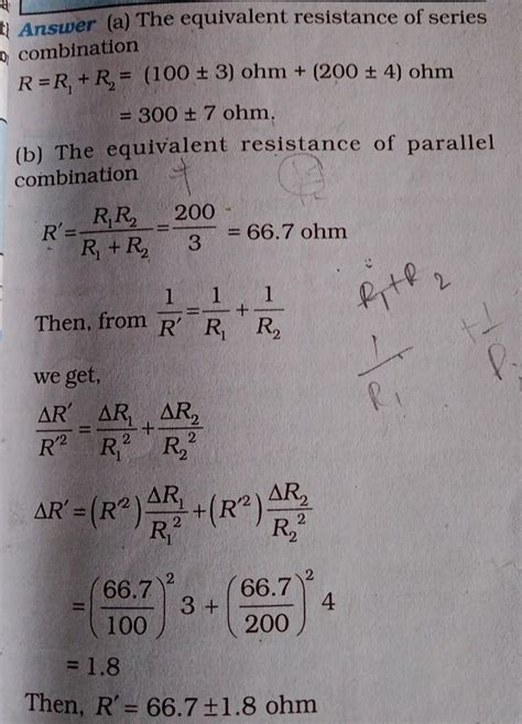 Example 2.10 Two resistors of resistancesR = 100+/- 3 ohm and R = 200 ...