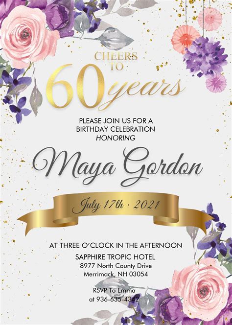 60Th Birthday Invitation Templates Free - Printable And Enjoyable Learning
