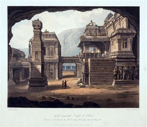 Temple At Ellora c1843 - Captain Robert M Grindlay - Vintage ...