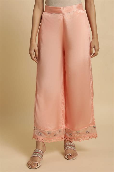 Buy Pink Parallel Pants With Lace And Embroidery @ 2299 | W for woman ...