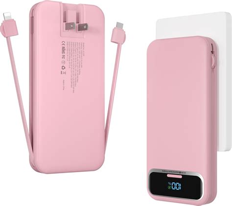 Amazon.com: Nusyddy Portable Charger with Built in Cable and AC Wall ...