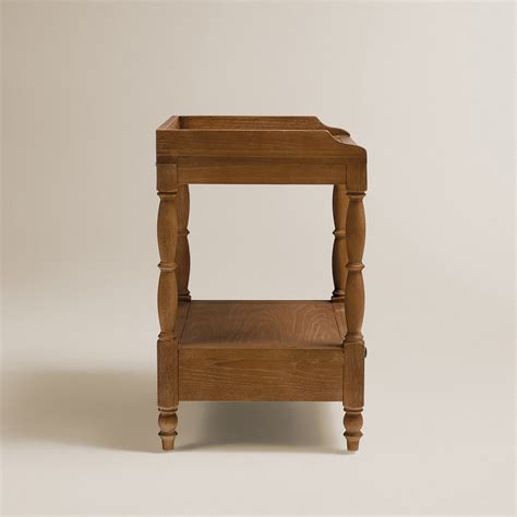 Mesita de madera de roble con bandeja extraíble y cajón Provenza · El ...