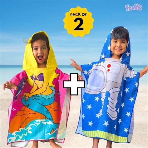 Poncho Towel Set - Astro & Cute Pink Mermaid | Baby Towel (1-7 Years ...