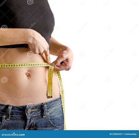 Woman Measuring Waistline with a Tape Stock Image - Image of measure ...