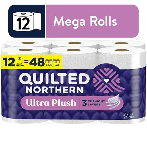 Quilted Northern Ultra Plush Toilet Paper, 12 Mega Rolls, 3-Ply Toilet ...