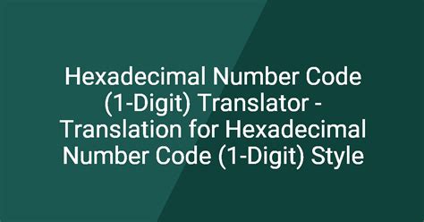 Number Code Translator 的图像结果