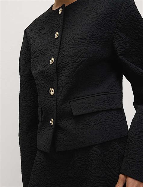 Buy Jacquard Collarless Jacket at Marks & Spencer