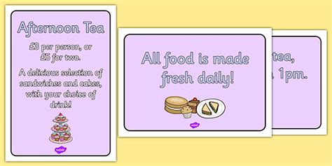 Royal Afternoon Tea Role Play Signs