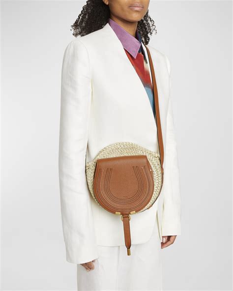 Chloe Marcie Raffia & Leather Crossbody Bag | Neiman Marcus