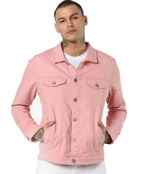Buy TANGO & CASH Men's Solid Denim Jacket (CR36387_Baby Pink_X-Large ...