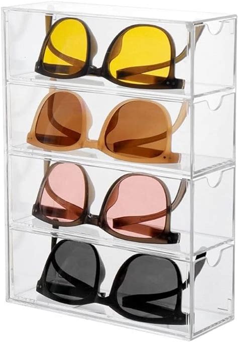 House of Quirk Acrylic Sunglasses Organizer with 4 Lid Drawer Organizer ...