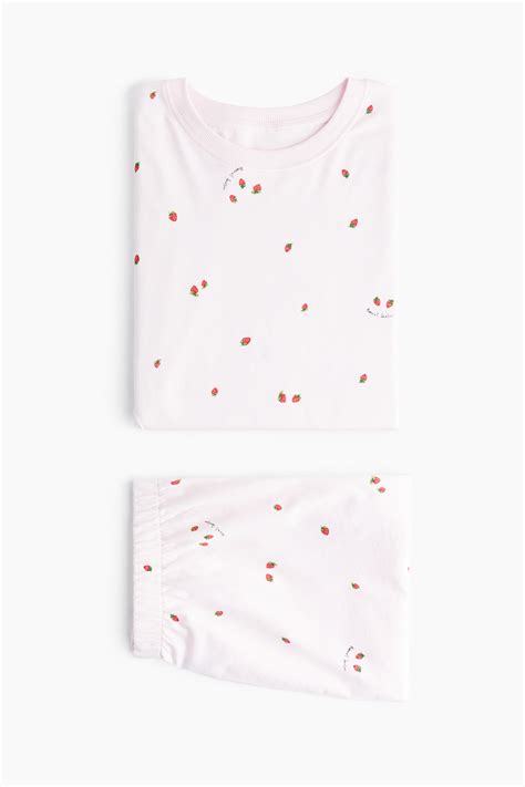 Printed pyjamas - Powder pink/Strawberries - Ladies | H&M IN