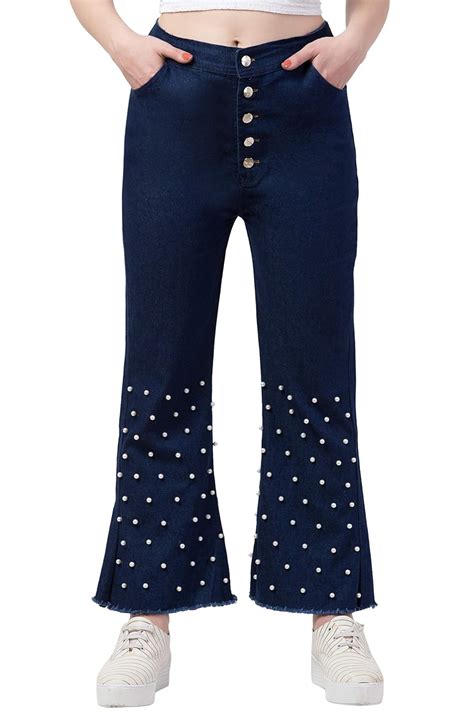 Buy FUNDAY FASHION Women's Relaxed Fit Jeans… (Small, Dark Blue) at ...