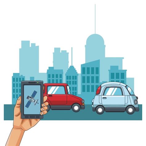 Rastreamento de carro GPS | Vetor Premium