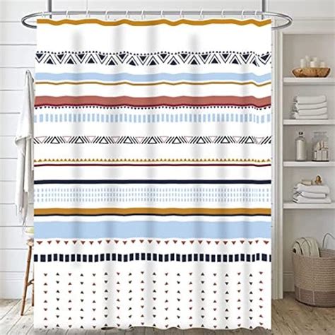 amazon basics Polyester Striped Shower Curtain with Hooks, 6ft, Grey ...