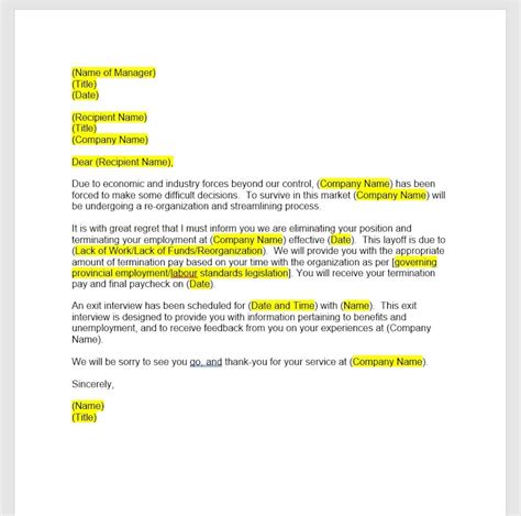 Seasonal Employee Layoff Letter Sample at William Melendez blog