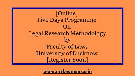 [Online] Five Days Programme On Legal Research Methodology by Faculty ...