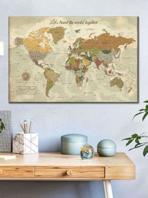 Buy POSTERS AND TRUSS Brown Beige World Map Wall Art Online