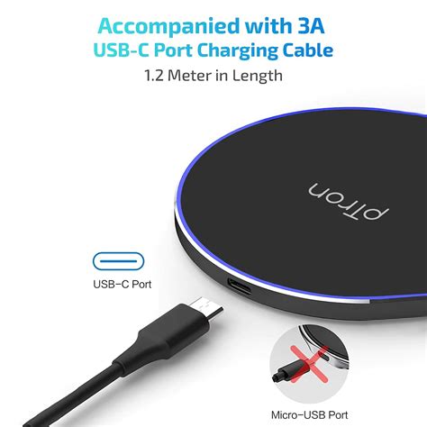 pTron Bullet Wireless WX21 15W Fast Charging Pad with 3A Type-C 1.2 Me ...