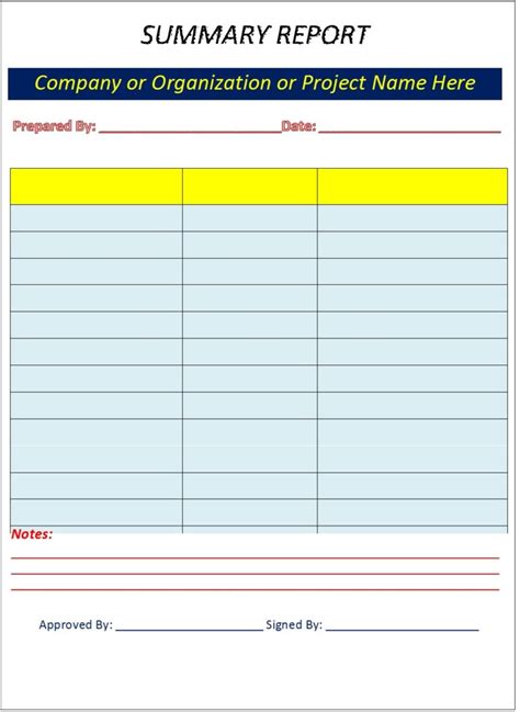 Image result for Summary Report Example