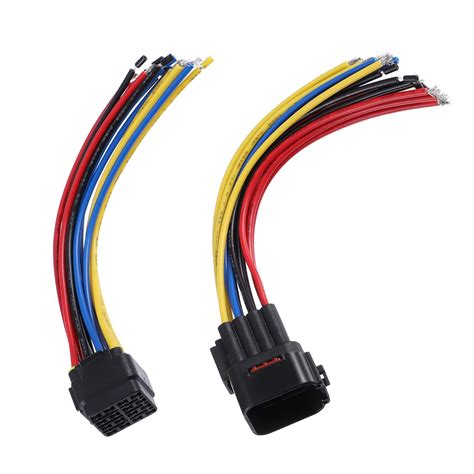 X AUTOHAUX 1 Set 15cm Car Male Female 16 Pin Plug Connector Pigtail ...