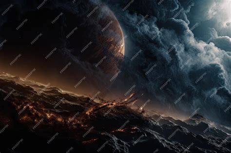 Premium AI Image | Distant exoplanet with raging storm seen from space ...