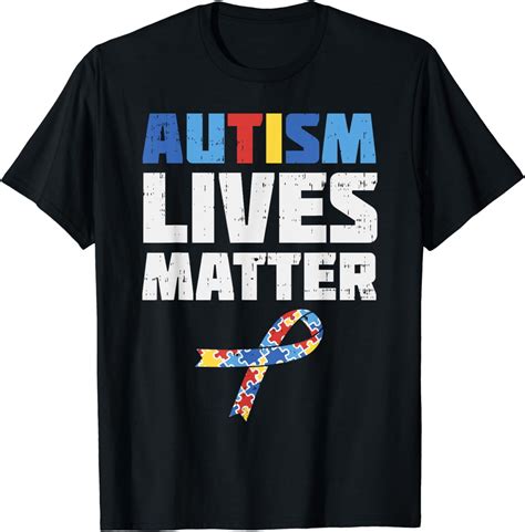 Autism Lives Matter Awareness Shirt Ribbon Autistic Support T-Shirt ...