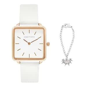 Joker & Witch Leather Women Moon White Dial Analog Watch & Charm Set ...