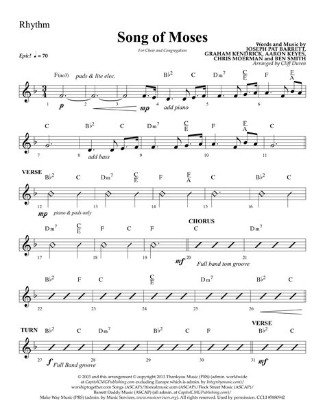 Song Of Moses (Choral Anthem SATB) Melody Sheet Music PDF (Lifeway ...