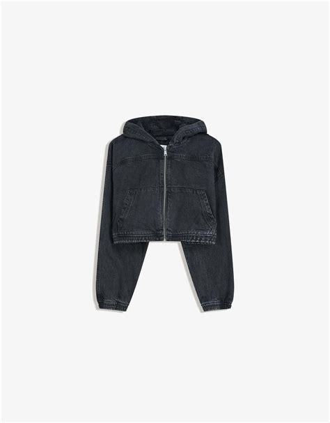 Denim jacket with zip - Women | Bershka