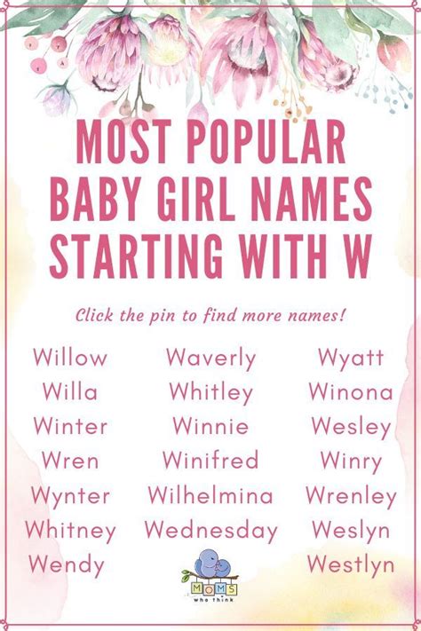 Unique Baby Girl Names That Start With W | Baby girl names, S baby girl ...