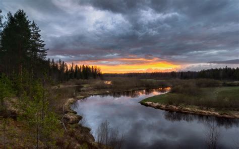 Download wallpaper the storm, landscape, clouds, nature, river, the ...