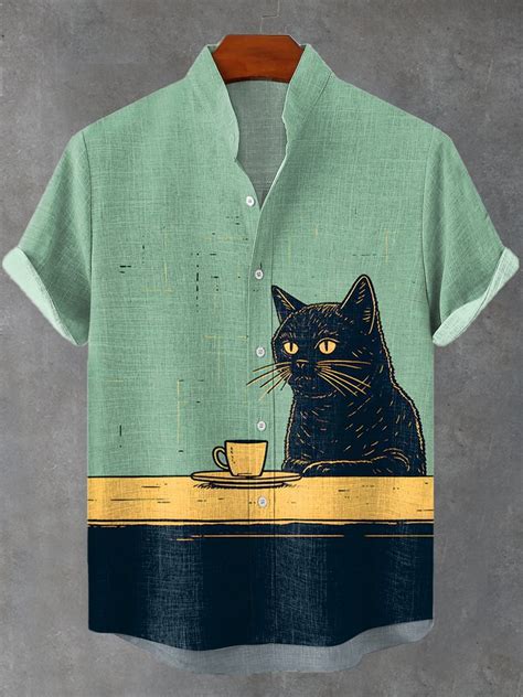 I'm looking for this "Men's Black Cat Chilling Coffee Art Linen Blend ...