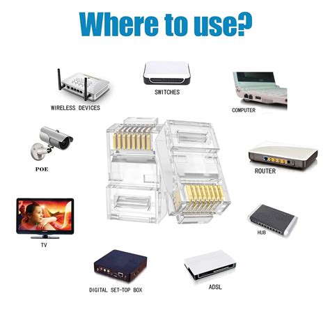 Buy ViNet RJ45 Pass Through Connectors Cat6 Cat5 50-Pack Ethernet ...