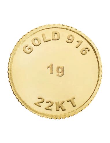 BRPL Bangalore Refinery Gold Coin Of 1 Grams in 22 Karat 916 Purity ...